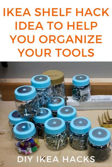 Screws Organization Ideas, Tool Organization Ideas, Ikea Shelf Hack, Nut And Bolt Storage, Wooden Kitchen Signs, Ikea Shelf, Hack Ikea, Mother Daughter Projects, Kids Shelves