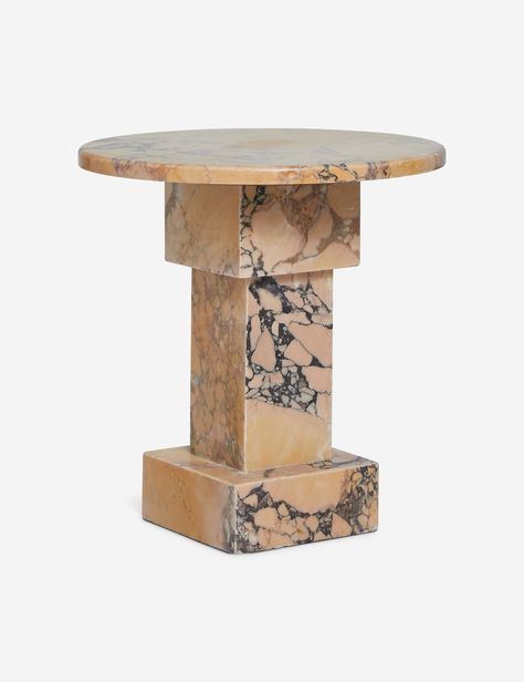 Potts Round Marble Side Table Master Remodel, Marble End Table, Burled Wood Furniture, Disc Interiors, Orange Marble, Marble End Tables, Marble Side Table, Cordless Table Lamps, Bright Living Room