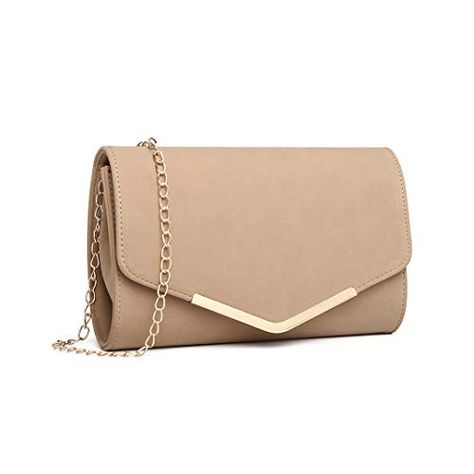 Miss Lulu Sac à Bandoulière Pochette Femme à Main Chaîne Mariage Soirée Cuir PU (Beige) Envelope Purse, Suitcase Bag, Envelope Clutch Bag, Envelope Clutch, Crossbody Clutch, Womens Crossbody Bag, Chain Bags, Beautiful Bags, Soft Suede