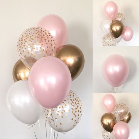 Blush Balloons, Blush Bridal Showers, Pink Party Decorations, Blush Bridal, Gold Baby Showers, Rose Blush, 16th Birthday Party, Gold Balloons, Blush And Gold