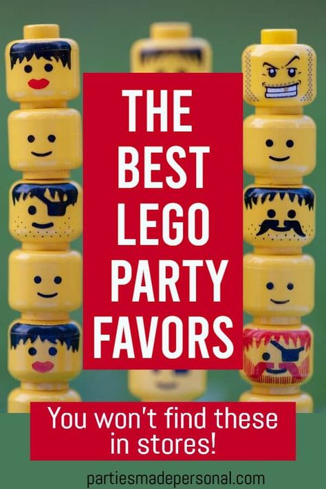 Lego Party Bag Ideas, Lego Favors Ideas, Lego Favor Bags, Lego Themed Party Favors, 10 Party Theme, Best Birthday Party Favors, Lego Birthday Favors, Lego Party Favors For Kids Birthday, Lego Party Cake