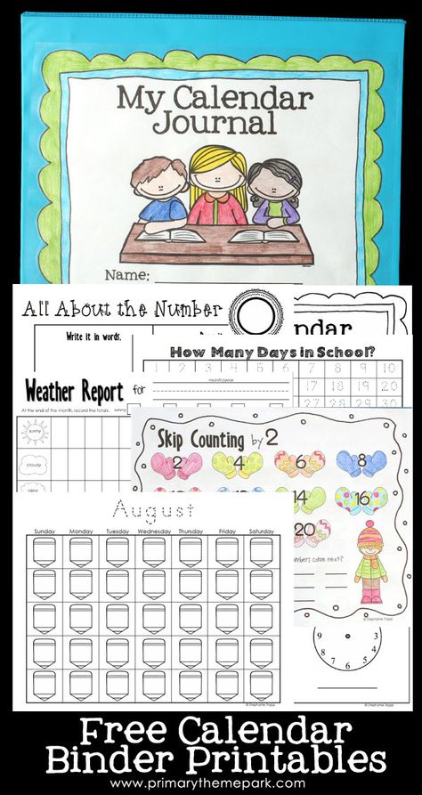 Free Calendar Binder Notebook Printables.  Get students involved in morning meeting or calendar time by using their own notebooks. Binder Calendar, Notebook Printables, Morning Calendar, Kindergarten Calendar, Interactive Calendar, Binder Notebook, Calendar Activities, Calendar Math, Binder Printables