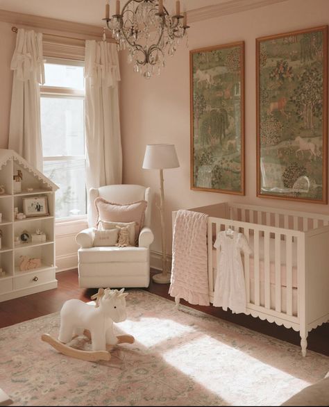 Savannah Nursery Theme, Framed Wallpaper Panels Nursery, Bridgerton Themed Nursery, Love Shack Fancy Inspired Nursery, Grandmellinial Nursery, William Morris Nursery, Enchanted Garden Nursery, Pink Baby Nursery Ideas, Vintage Fairytale Nursery