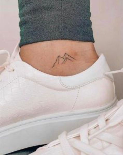 Moutain Tattoos, Small Mountain Tattoo, Tiny Foot Tattoos, Berg Tattoo, Cream Tattoo, Tiny Tattoos For Women, Foot Tattoos For Women, Handpoke Tattoo, Men Tattoos