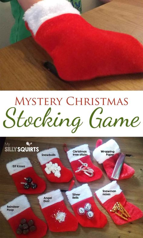 Stocking Decorations Diy, Stockings Diy, Christmas Gift Games, School Christmas Party, Xmas Games, Stocking Ideas, Christmas Mystery, Fun Christmas Party Games, Halloween Mystery