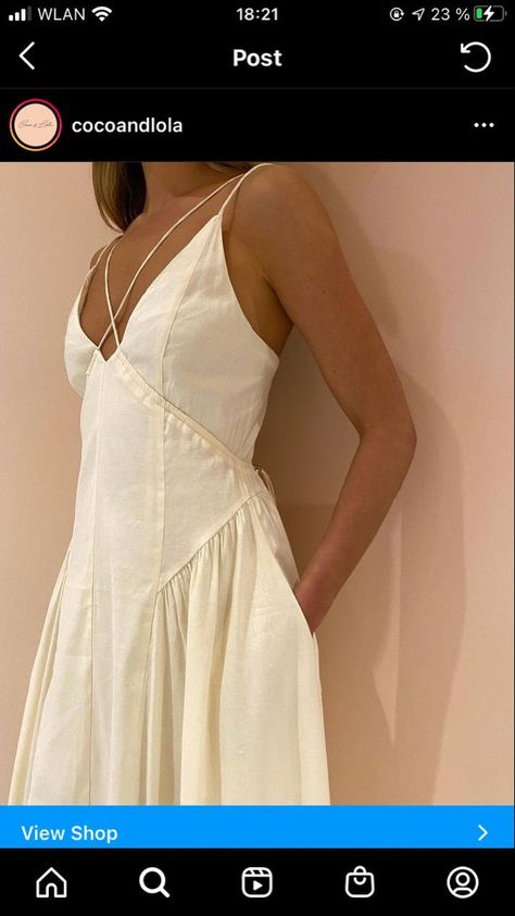 Dresses That Cover Shoulders, Fitness Fashion Active Wear, 2023 Summer Dresses, Feminine Dresses, Pretty Summer Dresses, White Linen Dresses, Dropwaist Dress, Woven Dress, Dance Dresses