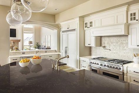 Corian quartz dark and light kitchen countertops Light Kitchen Countertops, Dark And Light Kitchen, Victoria Terrace, Kitchen Cabinets And Countertops, Countertop Colours, Cabinets And Countertops, Light Kitchen, Kitchen Wallpaper, White Kitchen Cabinets