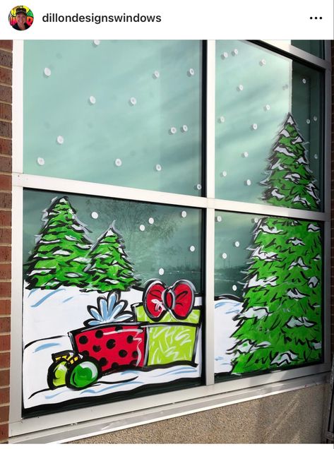 Window Painting Ideas Diy Christmas, Painted Christmas Windows, Window Art Diy, Painted Window Art, Painting On Glass Windows, Christmas Window Painting, Window Mural, Christmas Windows, Christmas Crafts To Sell