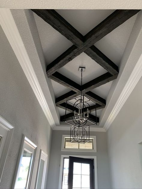 Ceiling Remodel, Home Ceiling, Wood Beams, The Ceiling, House Entrance, Basement Ideas, New Wall, Dream Home Design, My Dream Home