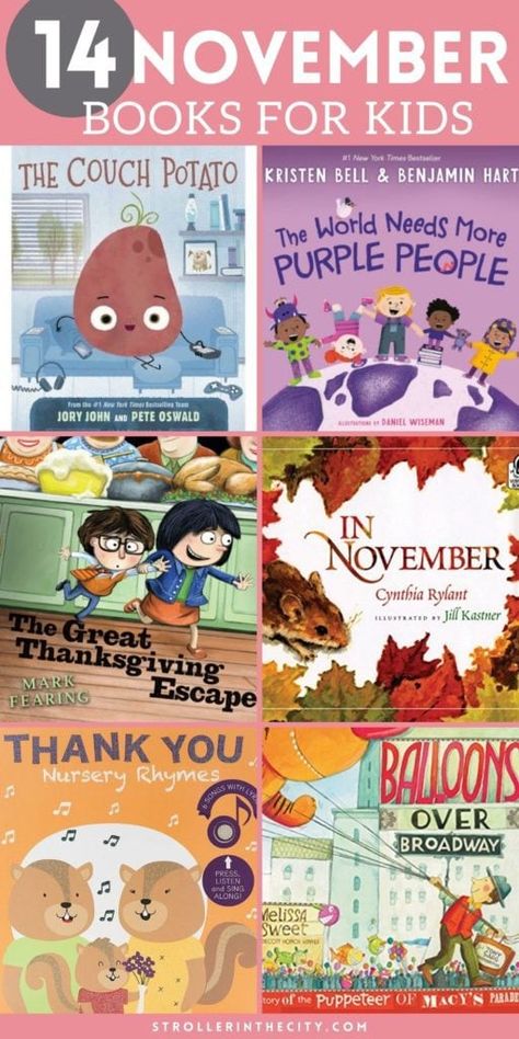 November Books Preschool, November Books For Kids, November Storytime Ideas, November Read Alouds, Homeschool Thanksgiving, November Classroom, November Books, Kids Strollers, Thanksgiving Books