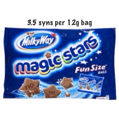 Magic Stars 12g 3.5 syns British Sweets, Magic Stars, Chocolate Stars, Chocolate Bites, Cadbury Chocolate, Chocolate Packaging, Milky Way, Star Shape, Pop Tarts