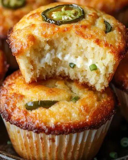 Jalapeño Cornbread Muffins with Cream Cheese Filling - optimal recipes Mexican Cornbread Muffins, Cream Cheese Corn, Cornmeal Muffins, Jalapeño Cornbread, Savory Bread Puddings, Mexican Cornbread, Mexican Bread, Cornbread Muffins, Savory Breakfast