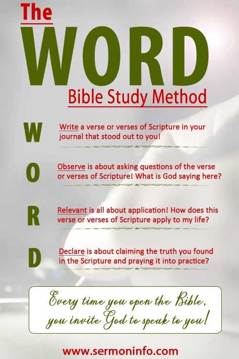 Acronyms For Bible Study, Word Bible Study Method, Prayer For Bible Study Opening, Bible Methods, Bible Outline, Praise Pictures, Bible Literature, Sermon Preparation, Bible Study Method