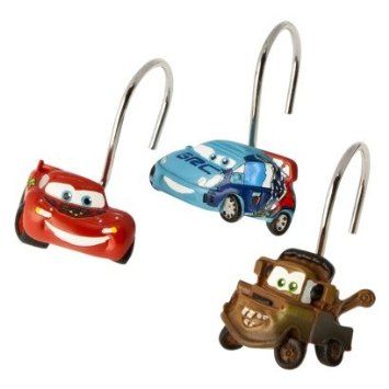 Amazon.com: Set of 12 Disney Pixar Cars 2 Shower Curtain Hooks: Home & Kitchen Lightning Mcqueen Bedroom, Arrow Shower Curtain, Disney Shower Curtain, Boys Shower Curtain, Disney Bathroom, Baby Utensils, Kids Shower Curtain, Baby Bike, Boys Bathroom