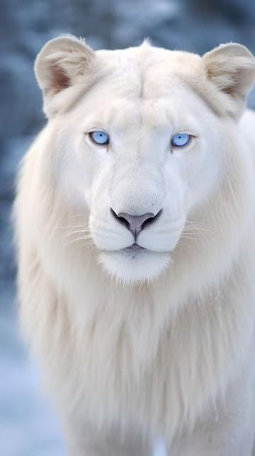 Premium AI Image | White lion with blue eyes in the snow Albino Lion, Lion Eyes, Snow Lion, Wild Animals Painting, Eagle Images, Animal Eyes, Lion Illustration, Lions Photos, Lion And Lioness