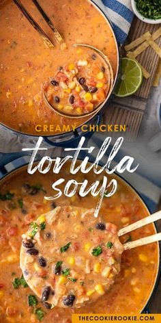 Tortilla Soup Easy, Chicken Tortilla Soup Recipe, Creamy Chicken Tortilla Soup, Chicken Tortillas Soups Recipe, The Cookie Rookie, Tortilla Soup Recipe, Fall Soup, Vegetarian Soup Recipes, Cookie Rookie