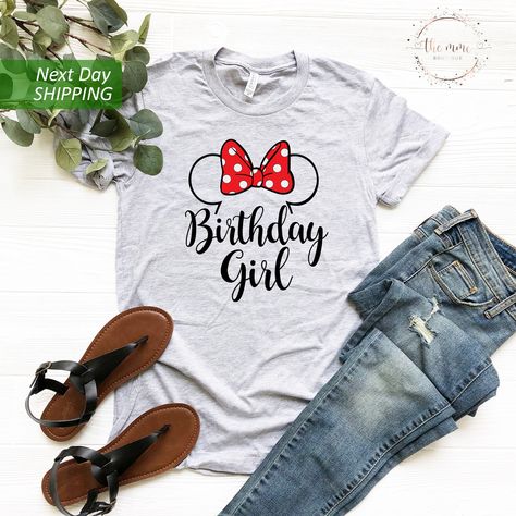 Disney Birthday Girl Shirt, Birthday Shirt Disney, Birthday Shirt For Women, Disney Birthday, Minnie Birthday, Girl Birthday Gift, Disney Birthday Shirt For Women, Disney Birthday Shirt, Disney Vacation Shirts, Minnie Birthday, Disney Birthday, Birthday Girl Shirt, Vinyl Transfer, Dark Grey Color, Girl Shirt