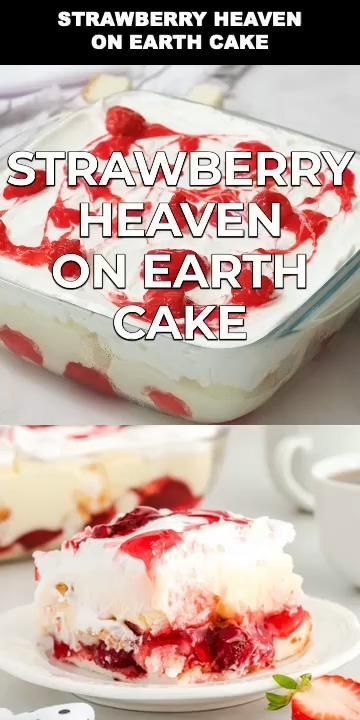 Heaven On Earth Cake, Pudding Whipped Cream, Strawberry Heaven, Lush Dessert, Strawberry Angel Food Cake, Angel Food Cake Desserts, Earth Cake, Strawberry Pie Filling, Angel Food Cake Mix Recipes