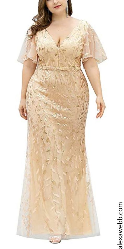 42 Plus Size New Year's Eve Gowns - Alexa Webb Gowns For Plus Size Women, Cowl Neck Dress Pattern, Alexa Webb, 2piece Outfits, Formal Parties, Dinner Dress Classy, Lace Dress Styles, Plus Size Gowns, African Maxi Dresses