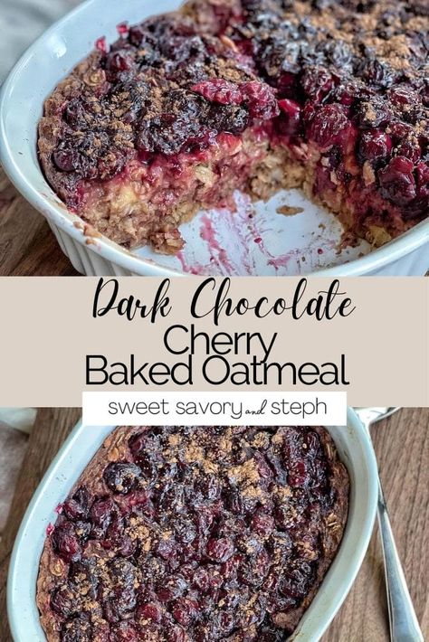 Chocolate Baked Oatmeal, Cherry Oatmeal, Oatmeal Flavors, Chicken Salad With Apples, Cinnamon Roll Bake, Baked Oatmeal Recipes, Takeout Food, Balanced Breakfast, Fruit Toppings