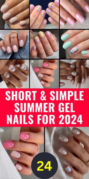 Stay Trendy: 24 Must-Try Short & Simple Summer Gel Nails for 2024! Nails Short Simple, Short Rounded Acrylic Nails, Gel Nails Short, Nail Art Designs For Summer, Summer Holiday Nails, Square Gel Nails, Short Nails Summer, Acrylic Nail Designs Classy, Rounded Acrylic Nails