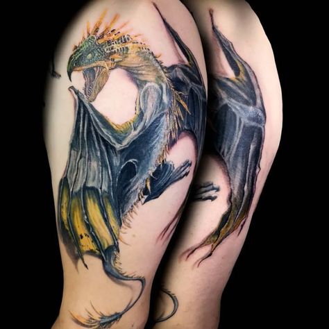 Tattoo uploaded by Ricardo Van 't Hof | Dragon tattoo, Harry Potter, Hungarian horntail. Arm tattoo, color. | 1415285 | Tattoodo Arm Tattoo Color, Harry Potter Hungarian Horntail, Hungarian Horntail Dragon, Horntail Dragon, Hungarian Horntail, Brand Tattoo, Tattoo Harry Potter, Harry Potter Dragon, Tattoo Van