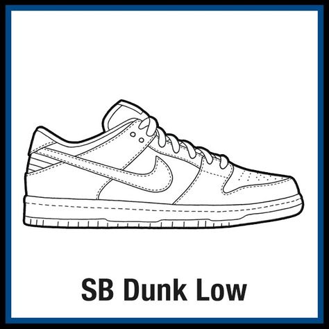 Nike SB Dunk Low - KicksArt Posters Nike, Nike Drawing, Sneakers Sketch, Nike Poster, Chunky Dunky, Badass Drawings, Shoe Template, Sneakers Drawing, Sneaker Posters