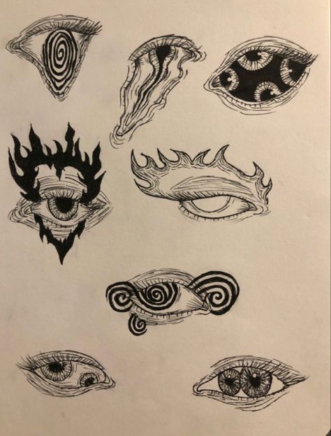 Different Eyes Sketch, Eye Ink Drawing, Spiral Eye Tattoo, Cool Eye Drawings Creative, Eye Art Drawing Creative, Creepy Eye Tattoo, Eyes Tatoos, Hippie Sketches, Eye Tattoo Sketch