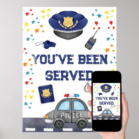 Police Officer Birthday Party, Police Officer Party, Officer Party, Police Officer Birthday, Police Birthday Party, Police Birthday, Cop Show, Party Sign, Emergency Vehicles