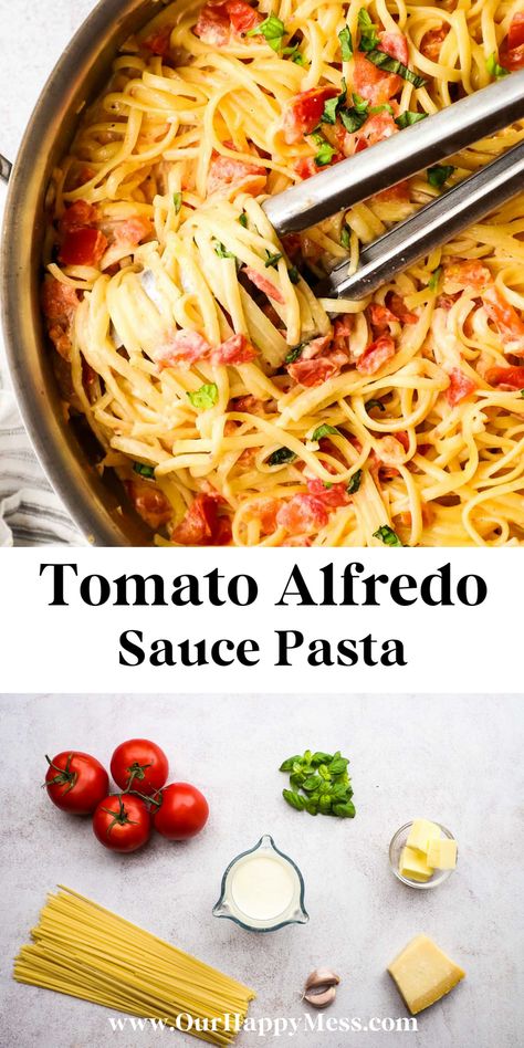 Pasta In Tomato Cream Sauce, Creamy Tomato Alfredo Sauce, Pasta Fresh Tomatoes Basil, Creamy Tomato Sauce With Fresh Tomatoes, Pasta Recipe With Fresh Tomatoes, Fresh Basil Recipes Pasta, Fresh Tomatoes And Pasta Recipes, Things To Make With Fresh Tomatoes, Pasta With Fresh Tomatoes And Basil