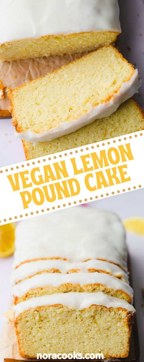 Yogurt Pound Cake Recipe, Vegan Lemon Desserts, Vegan Pound Cake Recipe, Vegan Pound Cake, Lemon Sour Cream Cake, Vegan Lemon Cake, Sweet Glaze, Vegan Whipped Cream, Vegan Baking Recipes