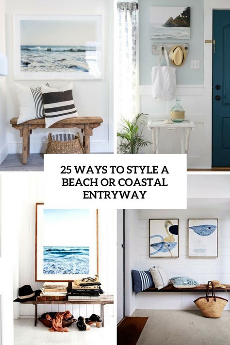 Coastal Entryway Ideas, Coastal Foyer, Beach House Entryway, Foyer Ideas Entryway, Coastal Entryway, Apartment Entryway, Luxury Living Room Decor, Beach Styles, Small Entryways