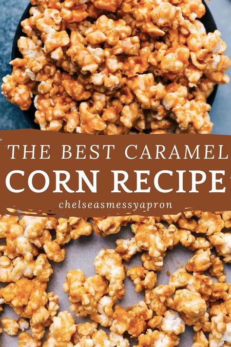 This is our favorite Caramel Corn Recipe — perfectly sweet and crunchy candy-coated popcorn. #dessert #best #quick #easy #caramel #corn #caramelcorn Honey Caramel Corn, Caramel Coated Popcorn, Caramel Corn With Nuts Recipe, Carnal Corn Recipe, Homemade Caramel Popcorn Easy, Crunchy Caramel Popcorn, Marshmallow Caramel Corn, Carmel Popcorn Stovetop, Carmel Corn With Karo Syrup