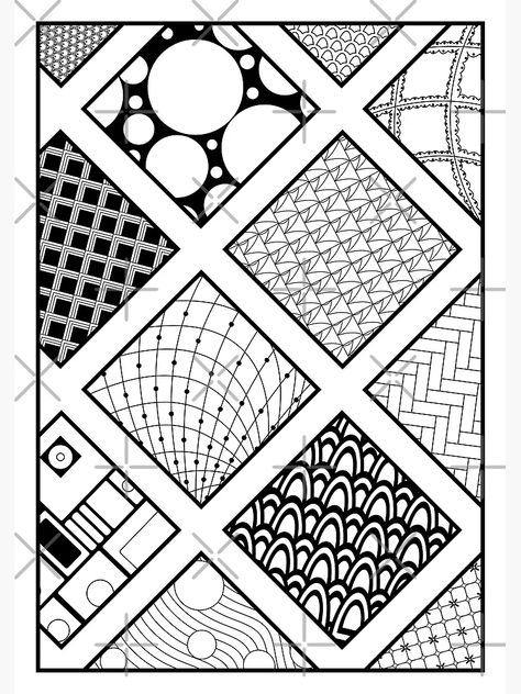 "Zentangle, wall art, squares, pattern" Greeting Card for Sale by CrazyRabbits | Redbubble Zentangle Squares, Square Drawing Ideas, Zentangle Wall, Doodling Ideas, Square Drawing, Doodle Art For Beginners, Art Zentangle, Pattern Sketch, Zen Doodle Patterns