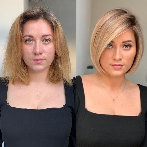 Cute Accurate Rounded Bob Fine Hair Bob Round Faces, Chin Bob Haircut, One Length Haircuts, Textured Haircut, Oval Face Haircuts, Beautiful Haircuts, Oval Face Hairstyles, Chin Length Hair, Oval Face