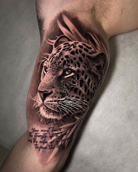 Inner Bicep Tattoo Men Animal, Realistic Butterfly Tattoo, Cheetah Tattoo, Animal Tattoos For Men, Leopard Eyes, Photo Realism Tattoo, Bicep Tattoo Men, Inner Bicep Tattoo, Animal Sleeve Tattoo