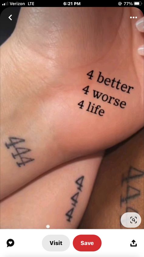 Unbreakable Tattoo, Couple Tattoo Quotes, Anniversary Tattoo, 444 Tattoo, Maching Tattoos, Wife Tattoo, Good Tattoo Quotes, Diy Anniversary Gift, Dream Tattoos