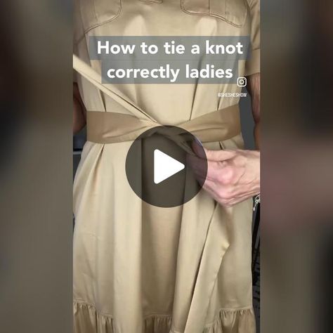 Tie A Belt Knot, How To Tie A Belt Knot On Pants, How To Tie A Belt On A Dress, How To Tie A Belt Knot, How To Tie A Belt, Belt Knot, Belt Knots, How To Tie A Knot, Belted Pants