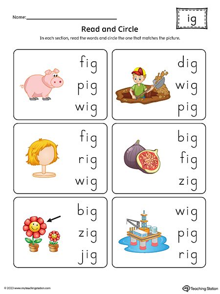 IG Word Family Match Picture to Words Printable PDF Worksheet.Topics: Word Families, and Reading. Ig Words, Ig Word Family, An Words, Cvc Worksheets Kindergarten, Word Family Reading, Word Families Printables, Word Family List, Articles Activities, Ccvc Words