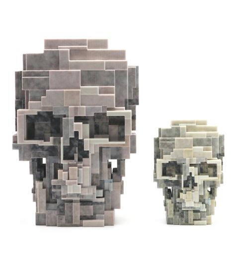 Minecraft Skull, 3d Printing Art, 3d Skull, Colossal Art, Modern Crafts, Visual Culture, Human Skull, Artist Art, Watercolor Painting