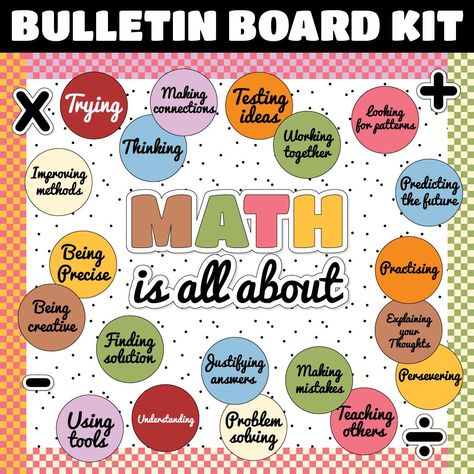 Math is all about  Bulletin Board Kit | Math Themed for Classroom Decor | Commercial Use | INSTANT DOWNLOAD | Digital Download Math Bulletin Boards Elementary, Math Bulletin Boards, Back To School Bulletin Boards, Math Methods, Class Room, School Bulletin Boards, Room Board, Math Classroom, Board Ideas