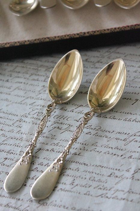 Silver Spoon Aesthetic, Cutlery Drawing, Aesthetic Cutlery, Woods Embroidery, Cute Spoons, Wedding Silverware, Luxury Cutlery, Neutral Tile, Brass Animals