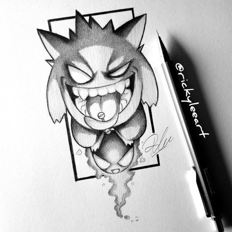 Gengar Tattoo, Gengar Pokemon, Pokemon Sketch, Muster Tattoos, Pokemon Tattoo, Graffiti Characters, Desenho Tattoo, Tattoo Art Drawings, Cartoon Tattoos