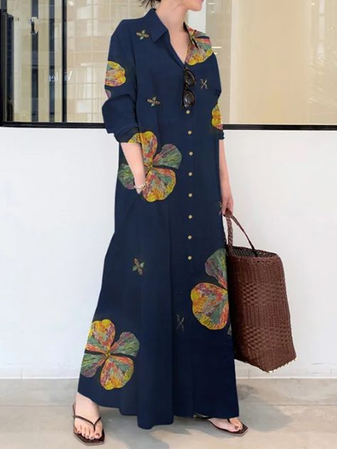 vestido largo Shirt Dress Summer, Jumpsuit Dressy, Loose Maxi Dress, Maxi Shirts, Maxi Shirt Dress, Shirt Dress Style, Long Shirt Dress, Striped Cardigan, Summer Maxi Dress