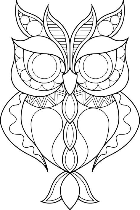 Mosaic Animal Patterns Templates, Owl Mandala Art, Owl Stencil, Simple Owl, Butterfly Tattoo Stencil, Owl Templates, Owl Coloring, Owl Drawing, Line Drawing Art