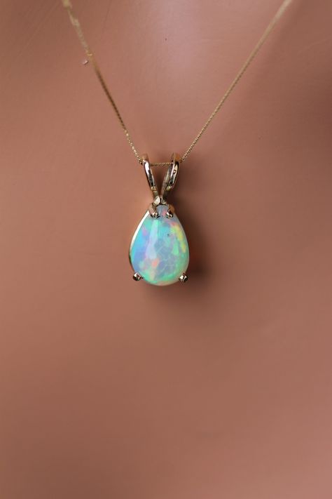 Opals jewelry, Opals, Ethiopian Opals, 2.05 CT,  Ethiopian Opal, Genuine Ethiopian Opal, 14KY Gold, Certified Opals, October birtstone, Opals Jewelry, Elegant Gift Ideas, Blue Opal Jewelry, Ethiopian Opal Jewelry, Blue Opal Necklace, Tiger Eye Jewelry, Solitaire Necklace, Types Of Opals, Cedar Creek