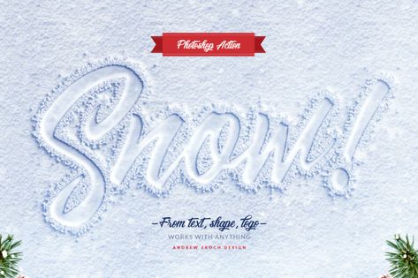 Snow Lettering - Photoshop Action by Sko4 on Envato Elements Snow Lettering, Glass Photoshop, Photoshop Actions Free Download, Photoshop Text Effects, Winter Words, Photoshop Text, Free Photoshop Actions, Adobe Photoshop Elements, 3d Text Effect