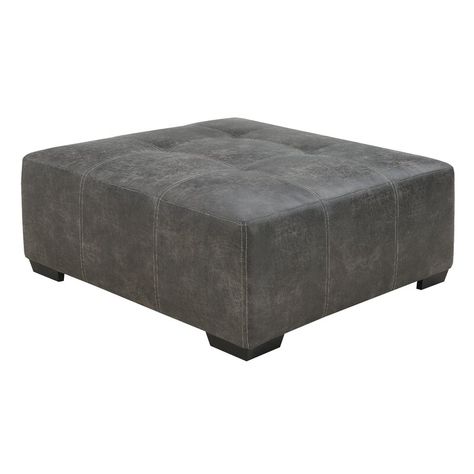 Ebern Designs Aciel 42.5'' Square Ottoman | Wayfair Grey Ottoman Living Room, Faux Leather Ottoman, Leather Coffee Table, Grey Ottoman, Sectional With Ottoman, Black Ottoman, Rowe Furniture, Square Ottoman, Ottoman Coffee Table