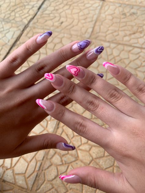 Nails For 3 Friends, Matching Valentines Nails With Bestie, Matching Nails With Your Bestie, Bestie Nails Ideas Matching Baddie, Matching Nails With Best Friend Almond, Matching Nails For Sisters, Matching Nails Summer, Best Friend Nails Ideas Matching, Sister Nails Matching