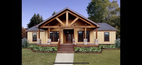 Kit House, Modular Home Builders, Modular Home Designs, Mobile Home Exteriors, Building A Porch, Front Porch Design, Modular Home, Ranch Style Homes, Budget Planer